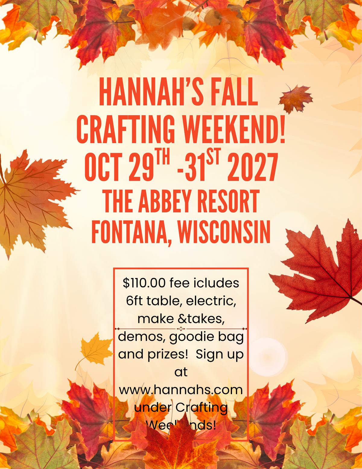 Fall Crafting Weekend DEPOSIT